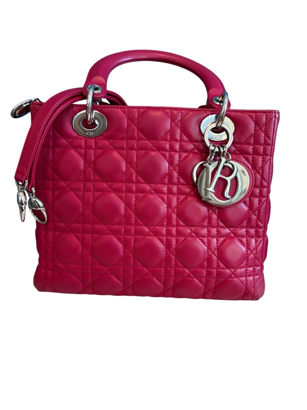 Dior Hot Pink Quilted Lady Dior Top-Handle Satchel